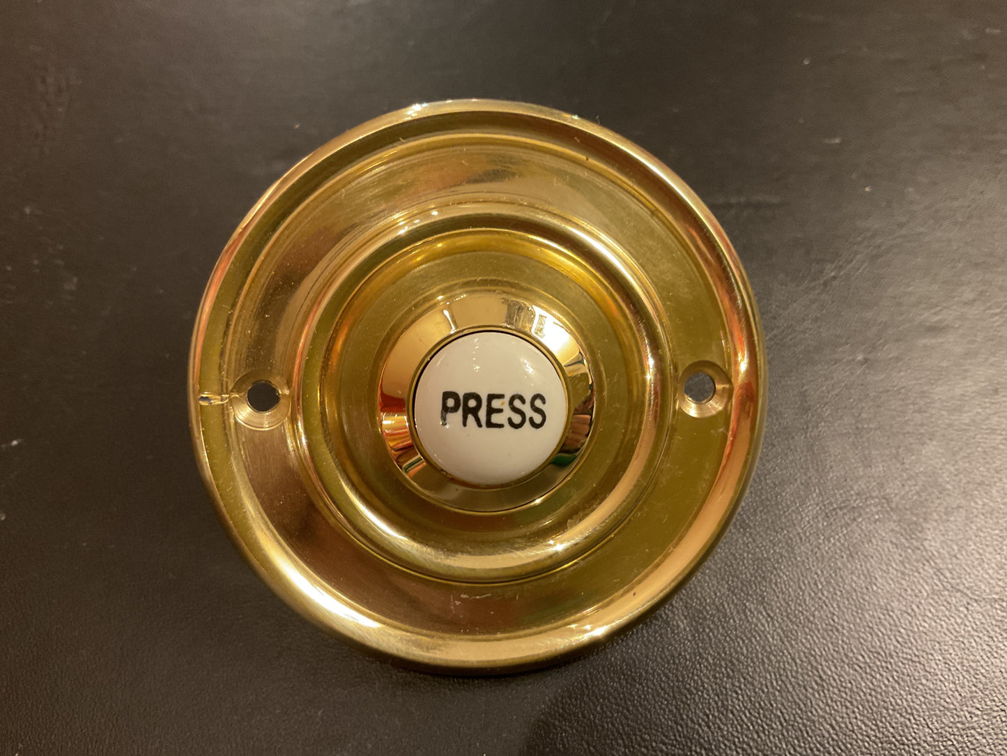 464U - Polished Unlacquered Brass 76 mm Round Bell Push