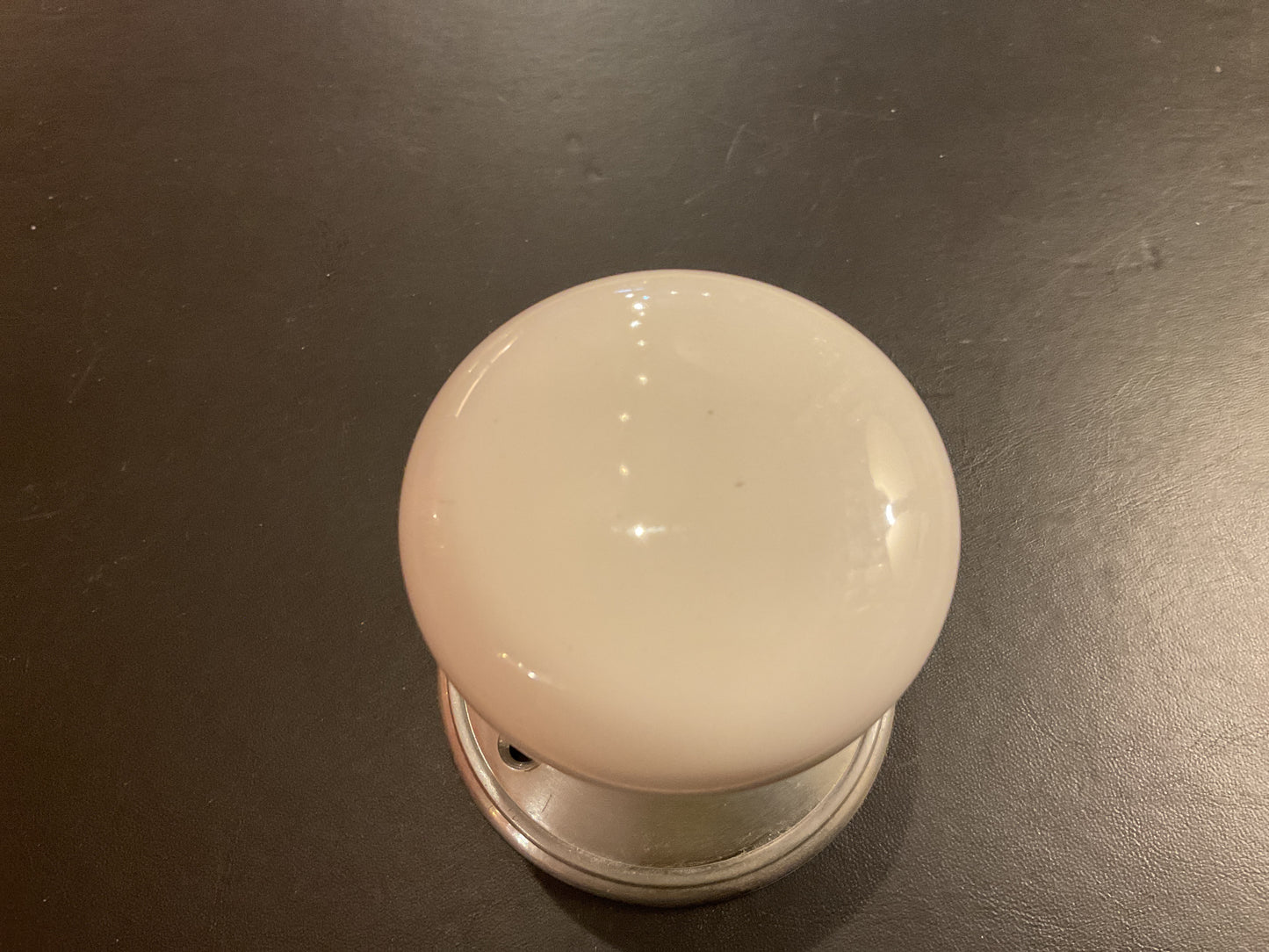 8075 - White Ceramic 57 mm Mortice Knobs on Polished Chrome