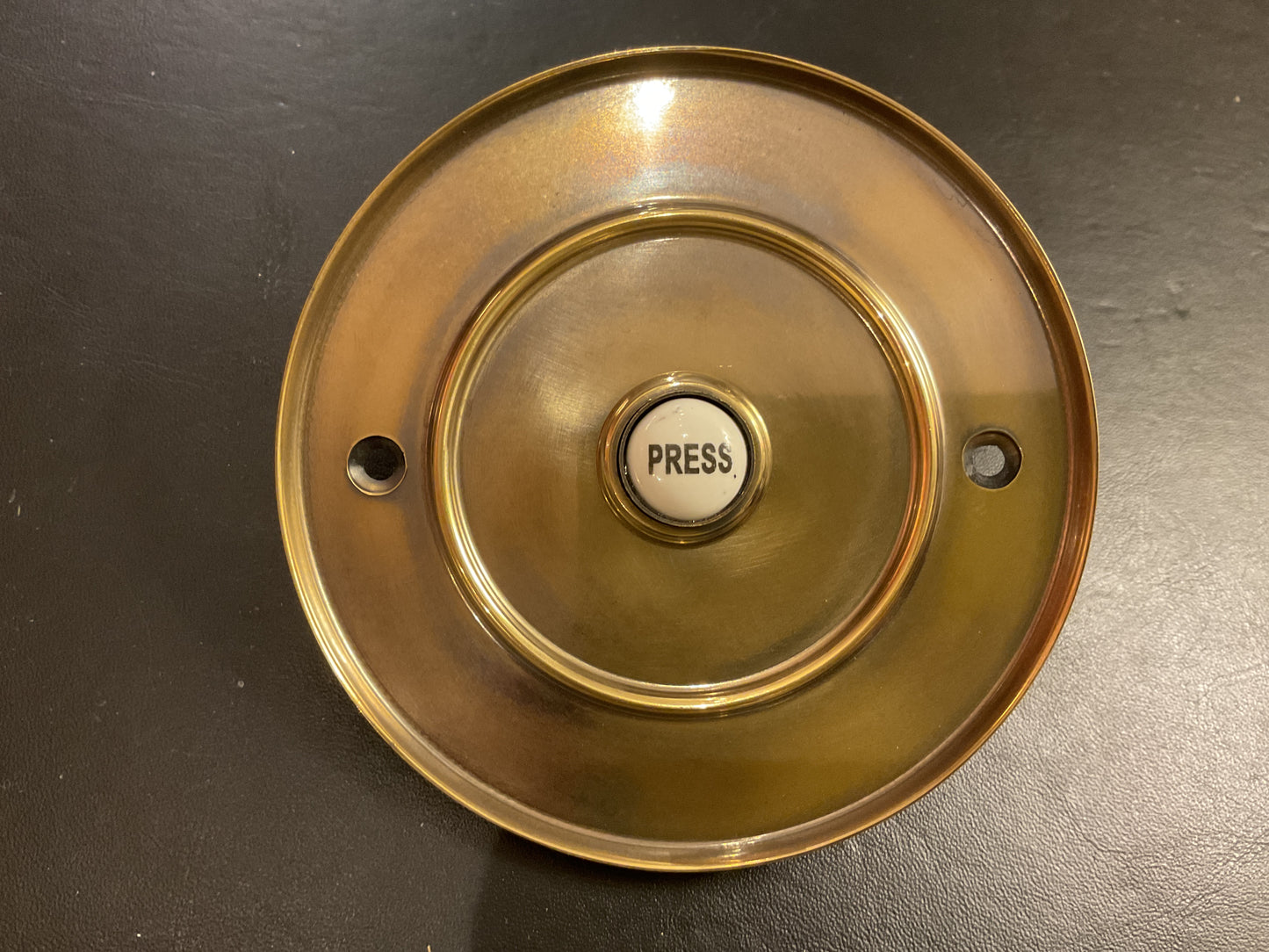 449 - Antique Brass 100 mm Round Bell Push