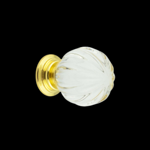 7613 - 30mm pumpkin glass knob Polished Brass