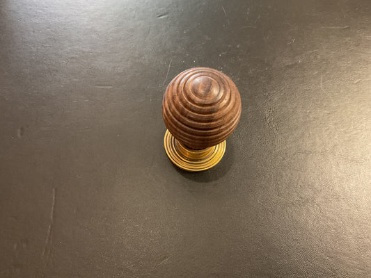 8058B - Rosewood 40mm Beehive Cabinet Knob on Aged Brass