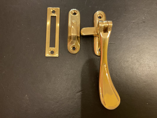 4929 - Polished Brass Hook/mortice Casement Window Fastener