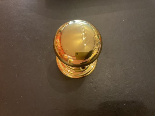 1906 - Polished Brass 50mm Mortice Knob w/ Reeded Rose