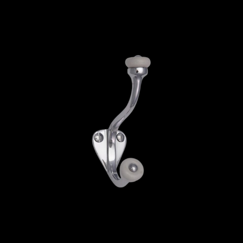 1048 - Polished Chrome White China Tip Hat & Coat Hook