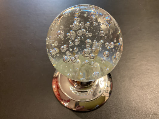 8046 - Bubbled Glass 55 mm Ball Mortice Knobs on Polished Chrome