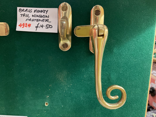 4924 - Polished Brass Monkey Tail Casement Window Fastener