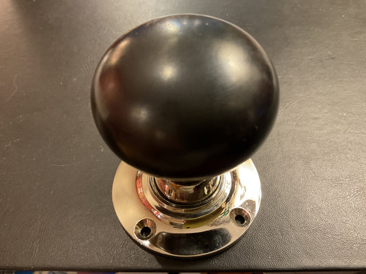 8034 - Ebony Bun 55 mm Door Knobs On Polished Nickel