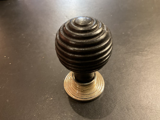 8059 - Small 30 mm Ebony Beehive Cabinet Knob on Polished Nickel