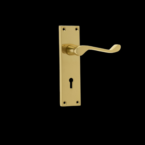 4909 - Polished Brass scroll lever lock handles