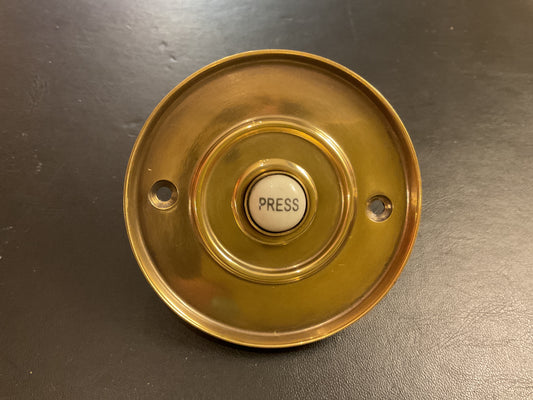 450 - Antique Brass 76 mm Round Bell Push