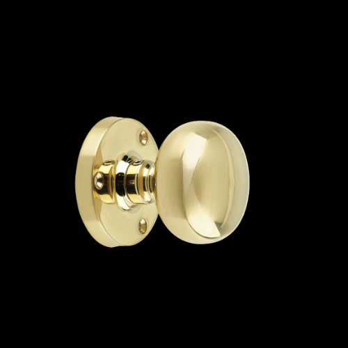 523 - Polished Brass sprung bun mortice knobs