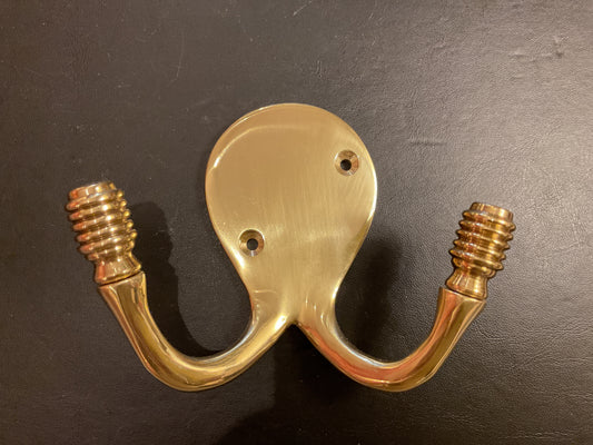 3109 - Polished Brass Beehive Double Robe Hook