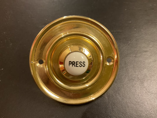 464U - Polished Unlacquered Brass 76 mm Round Bell Push