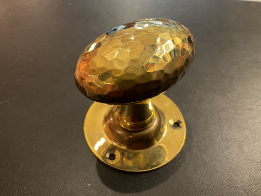 8080 - Aged Brass Oval Hammered Mortice Knobs