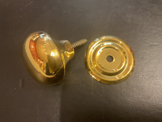 69 - 30mm unlacquered Polished Brass screw in mushroom cupboard knob