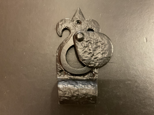 301 - Black Iron Fleur De Lys Cylinder Cover & Pull