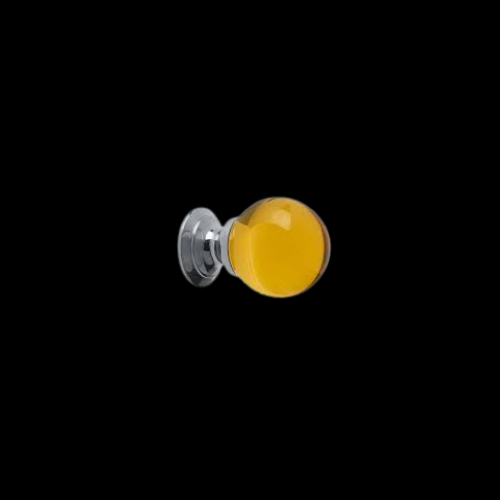 7628 - 40mm amber glass knob on Polished Brass