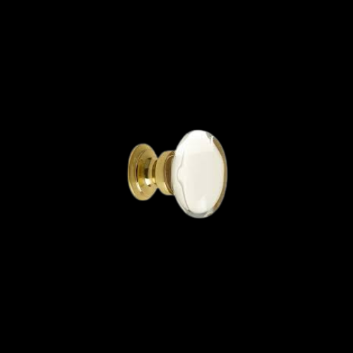 7656 - 30mm oval glass knob on Polished Brass