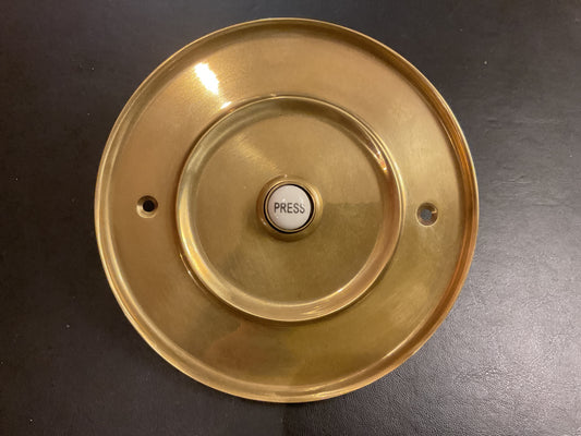 452 - 127 mm Aged Brass Round Bell Push