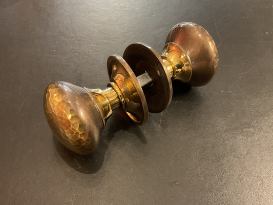 1766 - Hammered Mushroom Mortice Antique Brass Knob