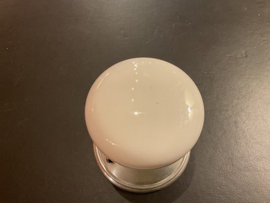 8075 - White Ceramic 57 mm Mortice Knobs on Polished Chrome