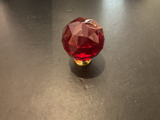 38mm Red Glass Faceted Cabinet Knob