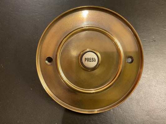 449 - Antique Brass 100 mm Round Bell Push