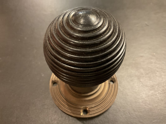 8035 - Ebony Beehive 50 mm Door Knobs on Antique Bronze