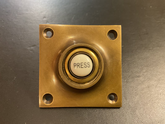 448- Antique Brass 60 mm Square Bell Push