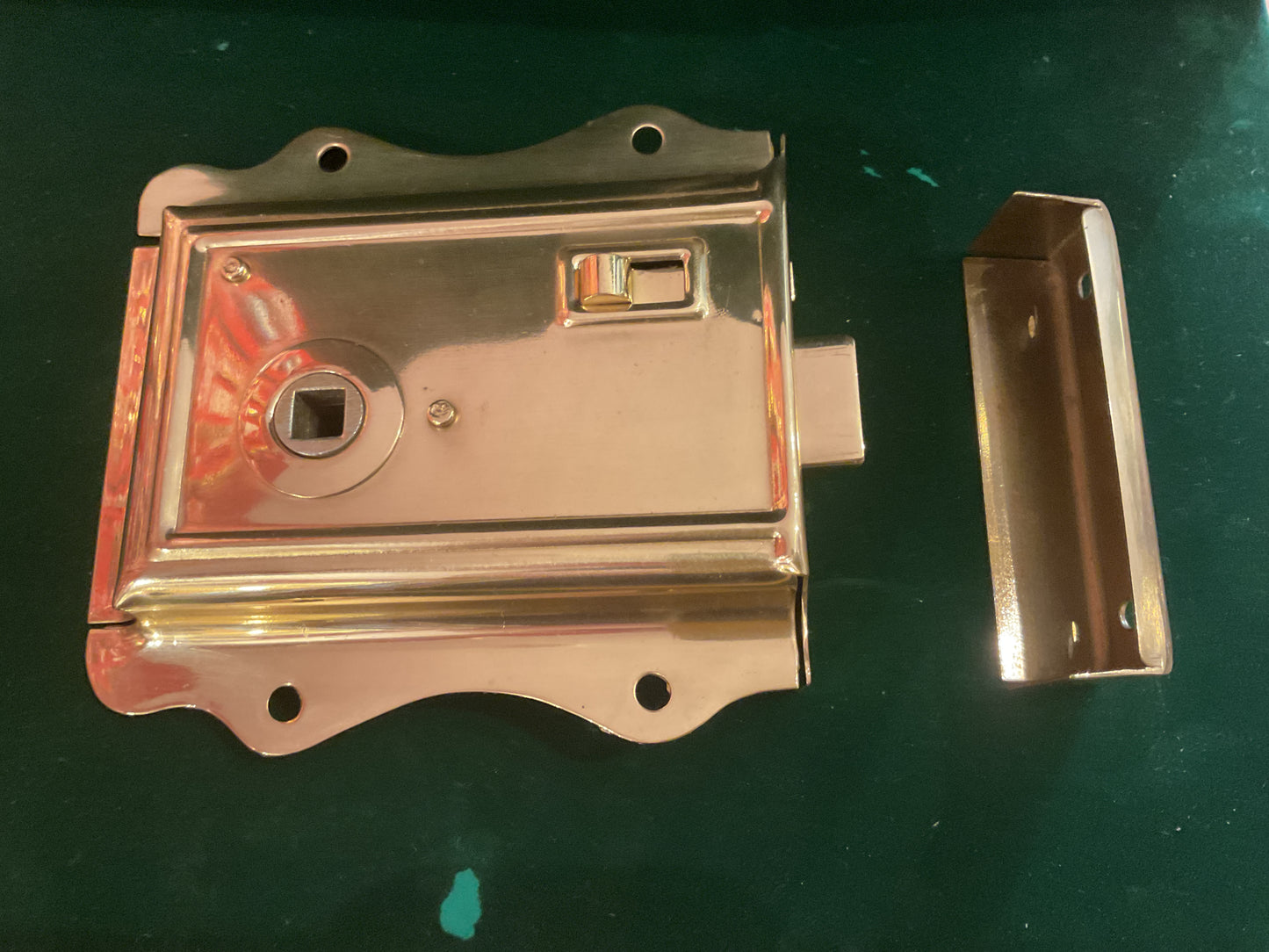 8004 - Polished Brass Fancy Rim Latch