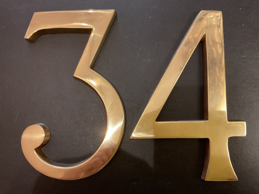 8047 - Polished Brass 150 mm Pin Fix Numeral