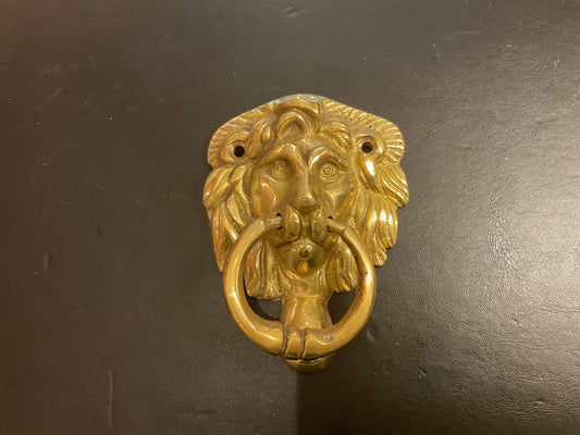 105 - Polished Brass Unlacquered 100 mm Lion Head Knocker