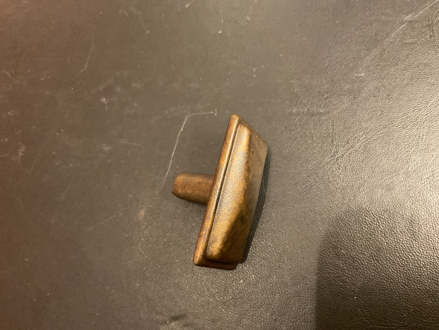 2392 - rectangular antique brass cupboard knob