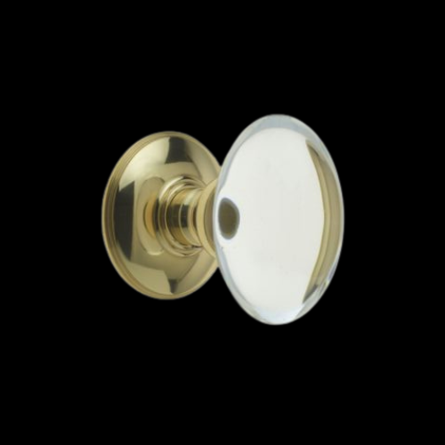 40mm Oval Glass Polished Brass Knob